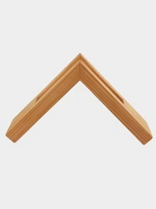 1pc Triangle Napkin Holder, Boho Wooden Pattern Upright Napkin Holder For Desk - Brown - View 3
