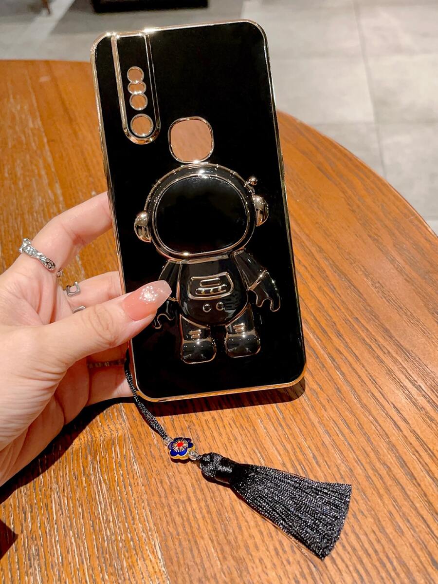 Ốp lưng điện thoại có giá đỡ và dây buộc điện thoại thiết kế phi hành gia - màu đen - Xem 1