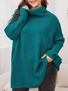 SHEIN LUNE 冬季高领蝙蝠袖毛衣