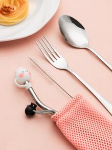 6 piezas Set con diseño de gato de dibujos animados Vajilla