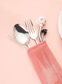 6 piezas Set con diseño de gato de dibujos animados Vajilla