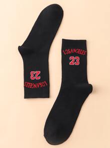 Vớ thuyền viên đồ họa số & chữ cái - màu đen - Xem 2