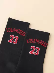 Vớ thuyền viên đồ họa số & chữ cái - màu đen - Xem 3