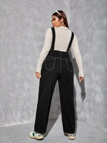 Petos mezclilla con bolsillo oblicuo sin top - Negro - Ver 2