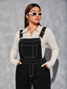 Petos mezclilla con bolsillo oblicuo sin top - Negro - Ver 4