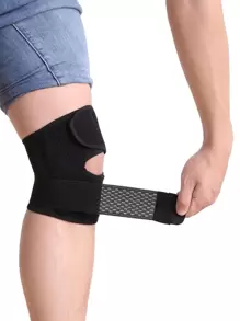 1pc Meniscus Injury Preventing Knee Brace Strap, Silicone Cooling Compression Knee Support Pad For Running, Basketball, Hiking Gym Accessories Knee Support Sports Knee Pads Gym Knee Pads - Black - View 1