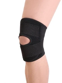 1pc Meniscus Injury Preventing Knee Brace Strap, Silicone Cooling Compression Knee Support Pad For Running, Basketball, Hiking Gym Accessories Knee Support Sports Knee Pads Gym Knee Pads - Black - View 2