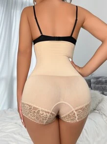 Lace Trim Shapewear Shorts - Apricot - View 2