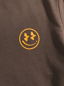 Manfinity VCAY Men Cotton Cartoon Face & Slogan Graphic Tee - Coffee Brown - View 3