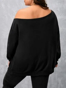 SHEIN LUNE Sudadera de cuello asimétrico de hombros caídos