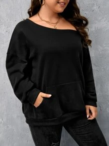 SHEIN LUNE Sudadera de cuello asimétrico de hombros caídos