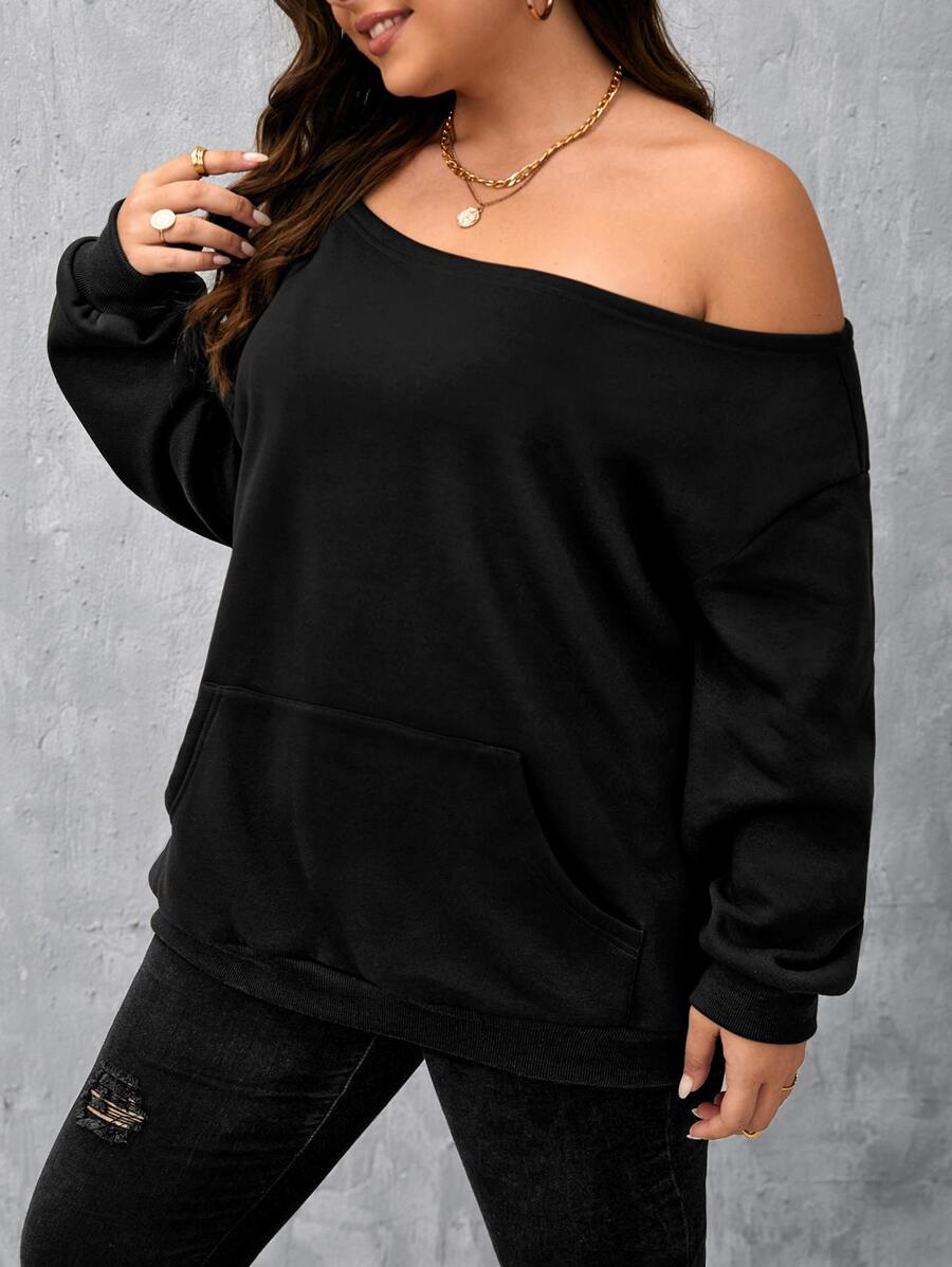 SHEIN LUNE Sudadera de cuello asimétrico de hombros caídos
