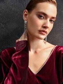 MOTF VELVET RHINESTONE DRESS WITHOUT BELT - Burgundy - View 4