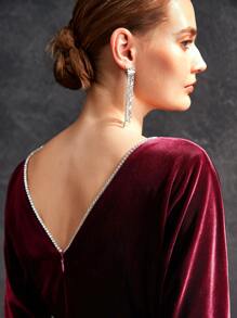 MOTF VELVET RHINESTONE DRESS WITHOUT BELT - Burgundy - View 8