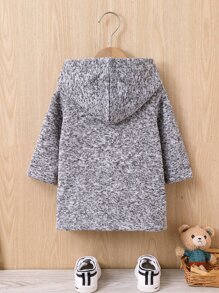 Baby Double Pocket Hooded Coat Without Jumper - Grey - View 2