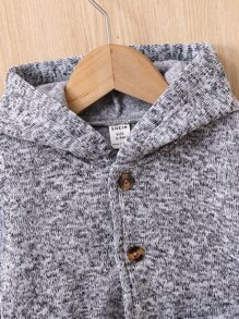 Baby Double Pocket Hooded Coat Without Jumper - Grey - View 3
