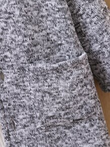 Baby Double Pocket Hooded Coat Without Jumper - Grey - View 4