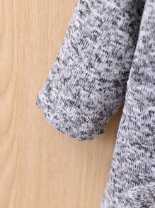 Baby Double Pocket Hooded Coat Without Jumper - Grey - View 5