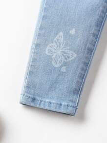 Young Girl Toddler Girls Butterfly Print Jeans - Light Wash - View 3