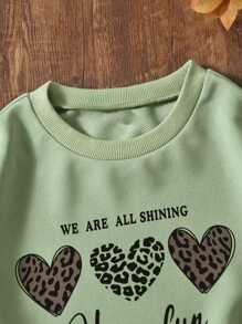 女孩愛心和標語圖案套頭衫