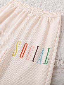 Girls Letter Graphic Hoodie & Joggers - Apricot - View 6