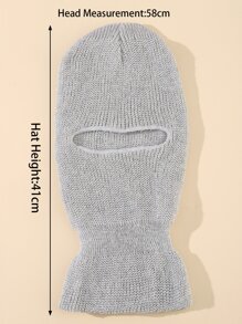 1pc Unisex Knit Beanie Hat, Open Eye Design, Balaclava Style For Autumn And Winter - Grey - View 3