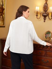 Modelyn Camisa ribete con fleco - Blanco - Ver 2
