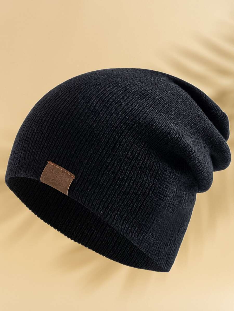 1 Moderiktig och enkel, personlig signatur, etikett i enfärgat läder, tröja för män och kvinnor Casual Vinter Höst - Svart - Visa 1