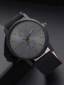1pc Men Minimalist Quartz Watch & 1pc Bracelet - Black - View 2