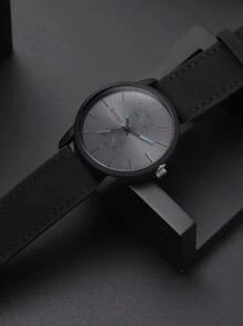 1pc Men Minimalist Quartz Watch & 1pc Bracelet - Black - View 3