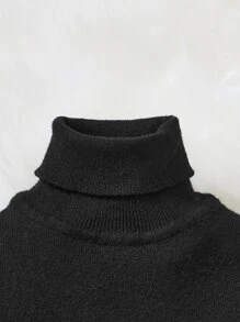 SHEIN Baby Turtleneck Solid Jumper - Black - View 3