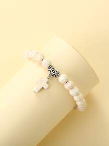 1入組天然白色松石吊墜珠子手鍊 - 白色 - 查看 1