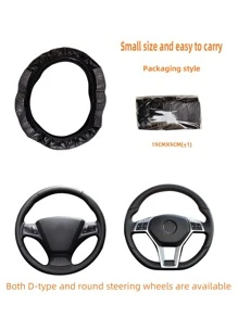 MEIKAXIU 1pc Rhinestone Decorated PU Soft Leather Steering Wheel Cover, Universal Fit For Car Interior Accessories All Seasons - Black - View 8