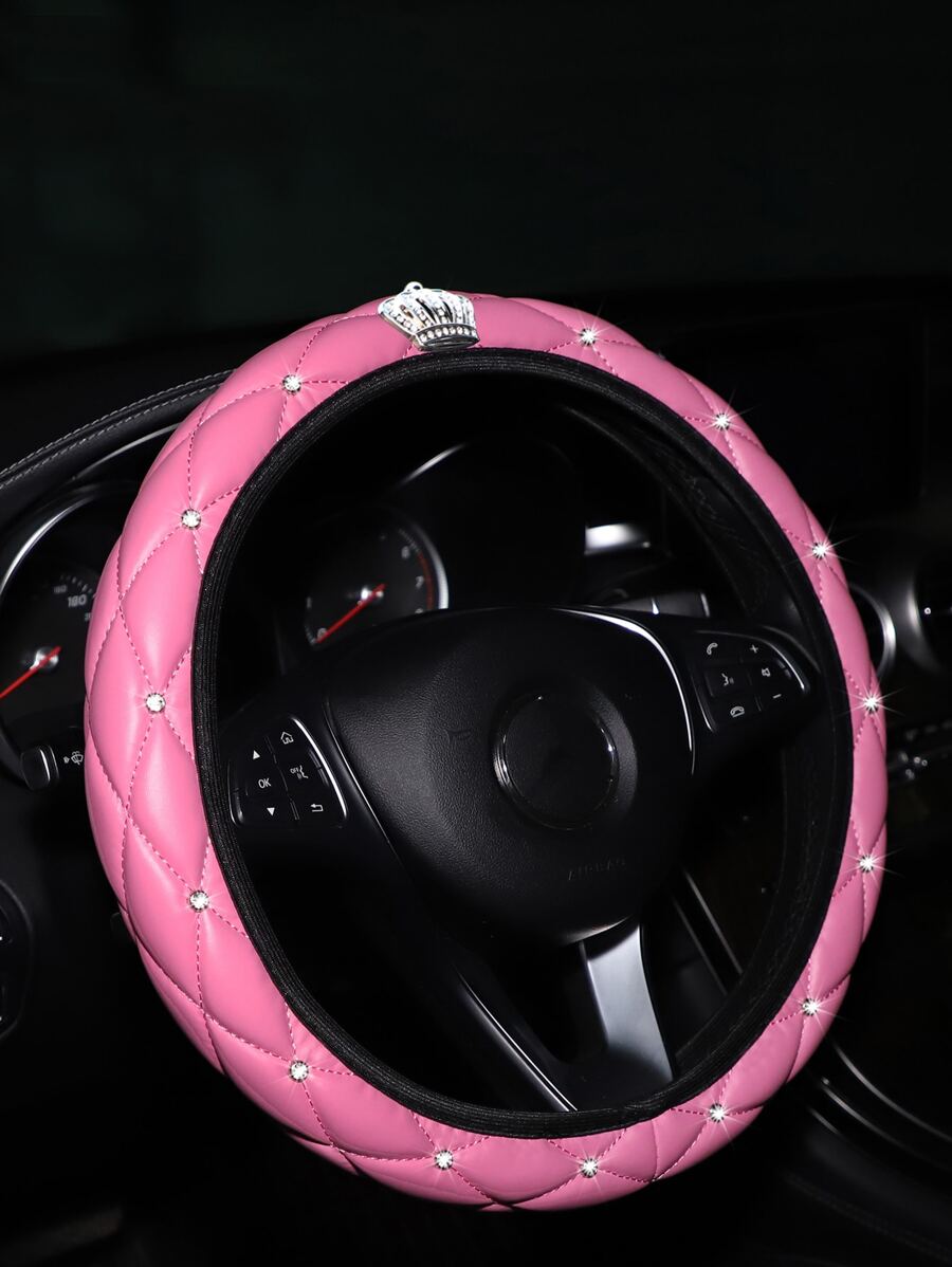 MEIKAXIU 1 chiếc Vỏ bọc vô lăng ô tô đính đá trang trí, Phụ kiện ô tô dành cho nữ