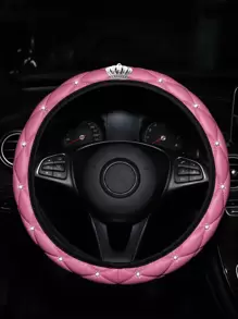 MEIKAXIU 1 chiếc Vỏ bọc vô lăng ô tô đính đá trang trí, Phụ kiện ô tô dành cho nữ - Hồng - Xem 3