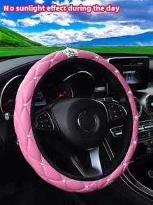 MEIKAXIU 1 chiếc Vỏ bọc vô lăng ô tô đính đá trang trí, Phụ kiện ô tô dành cho nữ - Hồng - Xem 7
