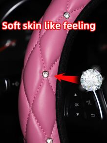 MEIKAXIU 1 chiếc Vỏ bọc vô lăng ô tô đính đá trang trí, Phụ kiện ô tô dành cho nữ - Hồng - Xem 6