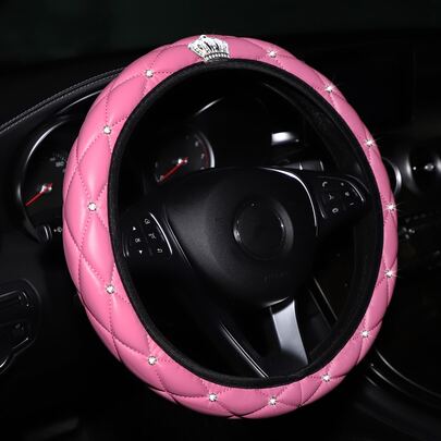 MEIKAXIU 1 chiếc Vỏ bọc vô lăng ô tô đính đá trang trí, Phụ kiện ô tô dành cho nữ