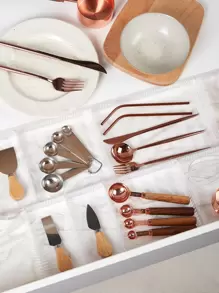 SHEIN BASIC LIVING 1 件入可堆疊辦公桌抽屜收納盒托盤分隔器適用於浴室梳妝台廚房辦公室 - 無色 - 查看 7