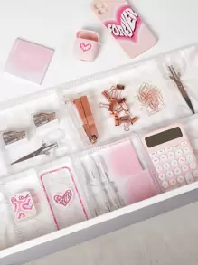 SHEIN BASIC LIVING 1 件入可堆疊辦公桌抽屜收納盒托盤分隔器適用於浴室梳妝台廚房辦公室 - 無色 - 查看 8