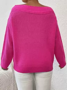 SHEIN Clasi Plus Drop Shoulder Jumper - Pink - View 2