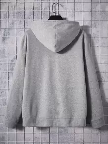 Manfinity VCAY Men Plus Solid Zip Up Drawstring Hoodie - Grey - View 2