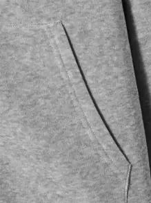 Manfinity VCAY Men Plus Solid Zip Up Drawstring Hoodie - Grey - View 3