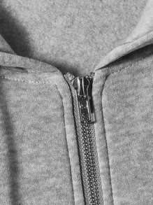 Manfinity VCAY Men Plus Solid Zip Up Drawstring Hoodie - Grey - View 4