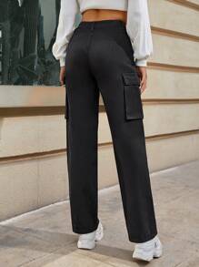 Coolane Jeans cargo con bolsillo con solapa - Negro - Ver 2