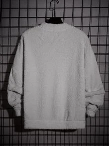 GENTILAND Men Letter Embroidery Teddy Sweatshirt - Grey - View 2