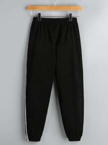 SHEIN Niños Pantalones lado de rayas - Negro - Ver 2