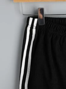 SHEIN Niños Pantalones lado de rayas - Negro - Ver 4