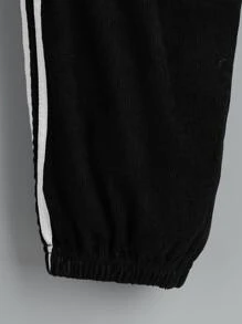 SHEIN Niños Pantalones lado de rayas - Negro - Ver 5
