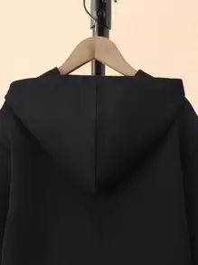 SHEIN Tween Boy 1pc Letter Graphic Hoodie & 1pc Sweatpants Chic Outfits For Autumn/Winter - Black - View 6